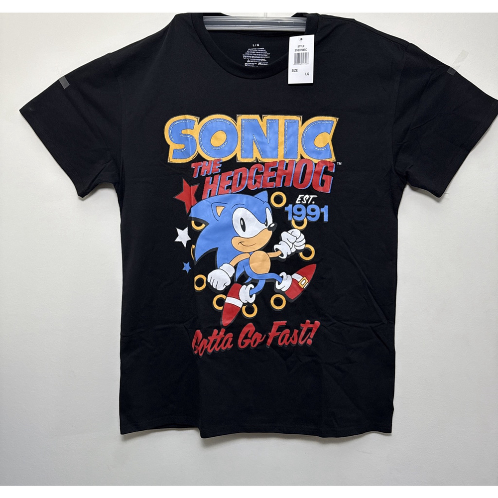 VINTAGE STYLE SONIC THE HEDGEHOG Video Game Est 1991 T-Shirt MENS LARGE NEW